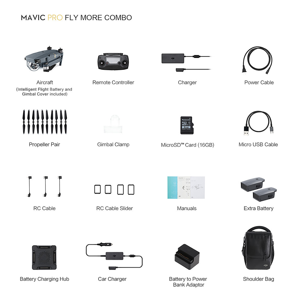 DJI Mavic Pro Fly More Combo WIFI 4K UHD Camera GPS Obstacle Avoidance Mini Foldable Quadcopter RTF