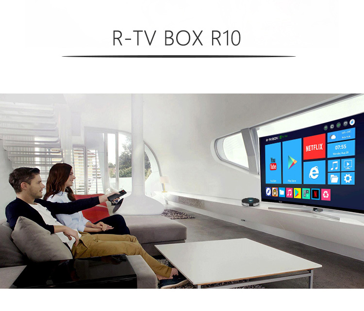 R-TV BOX R10 Android 7.1.2 4GB/32GB KODI 17.4 RK3328 4K TV BOX 802.11AC WIFI 1000M LAN VP9 HDMI Bluetooth USB3.0 - Black