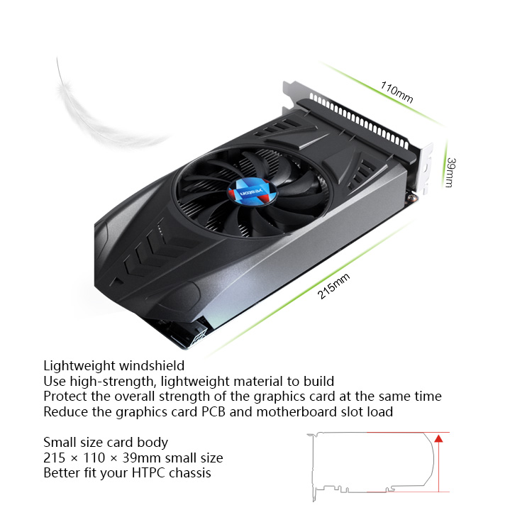 Yeston NVIDIA GeForce GTX 1050Ti 4GD5 128Bit Desktop Graphics Card 7000MHz With HDMI DVI DP Interface Single Fan - Black