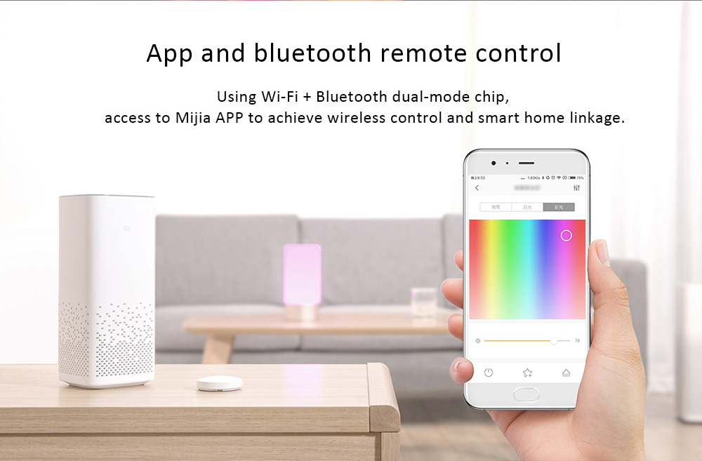 Xiaomi Mijia Bedside Lamp Bluetooth WiFi Connection Touch Control 300Lm 16 Million RGB Color 10W 1700k ~ 6500k - White / Upgraded Version