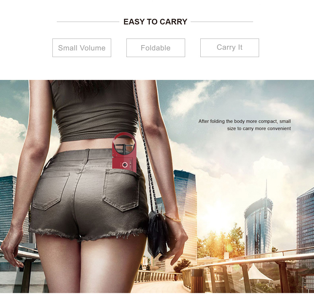 TYRC TY6 WIFI FPV Foldable Drone with 720P HD Camera Altitude Hold Mode RC Quadcopter BNF - Red