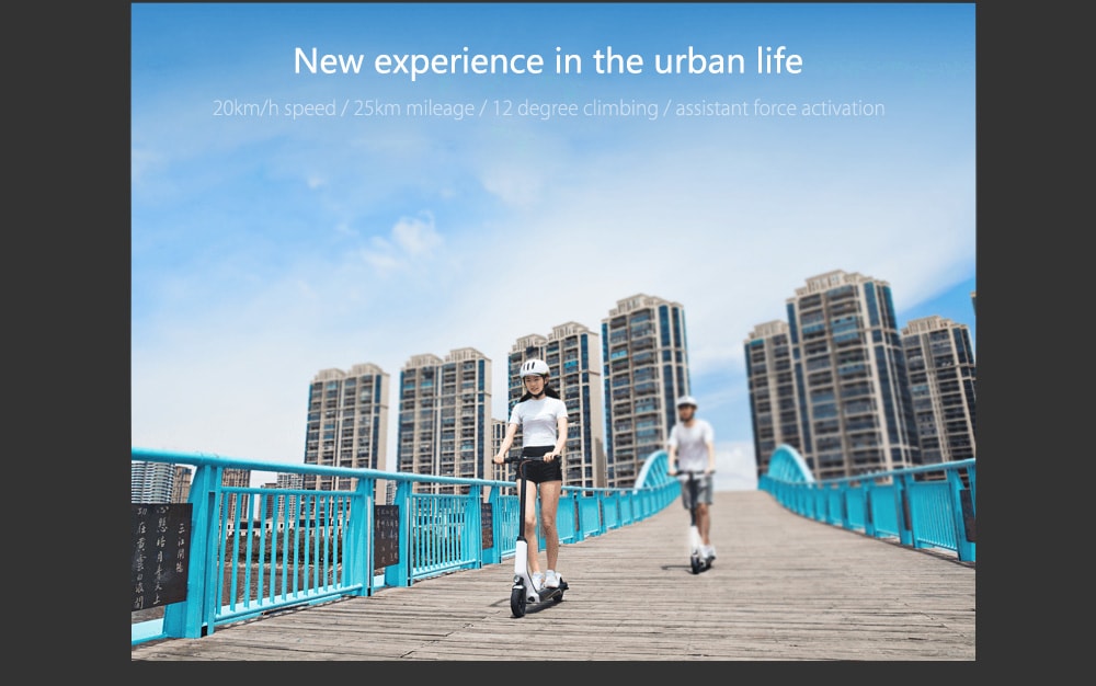 Original Xiaomi EUNI ES808 8 inch Tire 5.2Ah Folding Electric Scooter Waterproof Intelligent BMS Dual Braking System With Display Screen - White