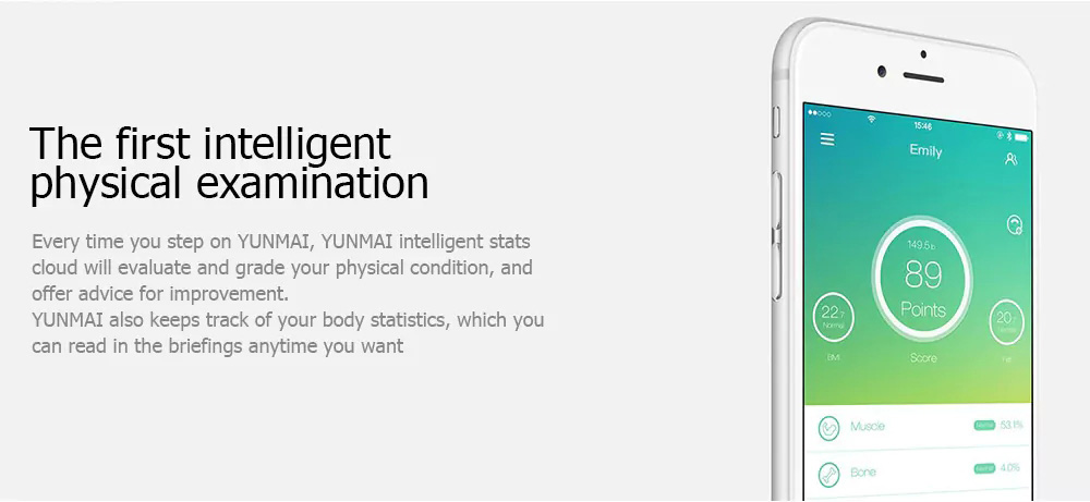 Yunmai Premium M1302 Smart Body Fat Scale App Control Bluetooth 4.0 Body Composition Monitor -White