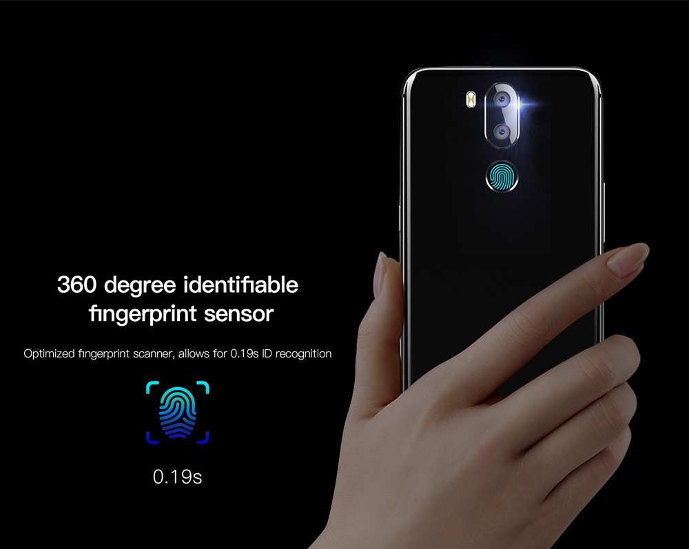 [Package B]UHANS i8 5.7 Inch Smartphone 18:9 HD+ Full Screen 4GB 64GB MT6750T Octa Core Dual Rear Camera Android 7.0 (Black) + Silicone Case + Tempered Glass