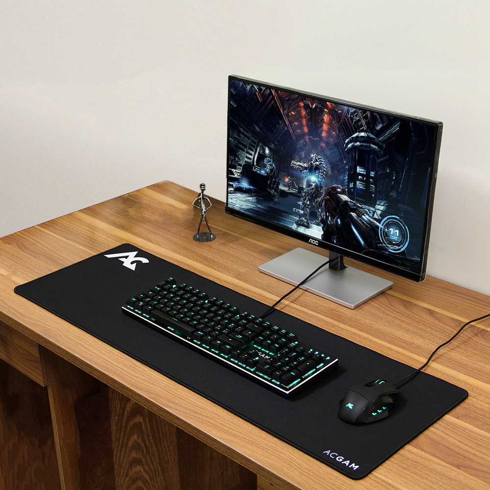 ACGAM P07 Precision Cloth Gaming Mouse Mat Washable 4mm Ultra Thick Extended Water-Resistant 35.4 Inch x 11.8 Inch - Black