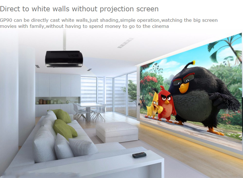 GP90 Portable LCD Projector 3200 Lumens 1280*800 Pixels Full HD 1080P Multimedia Home Theater VGA/AV/HDMI/USB - Black