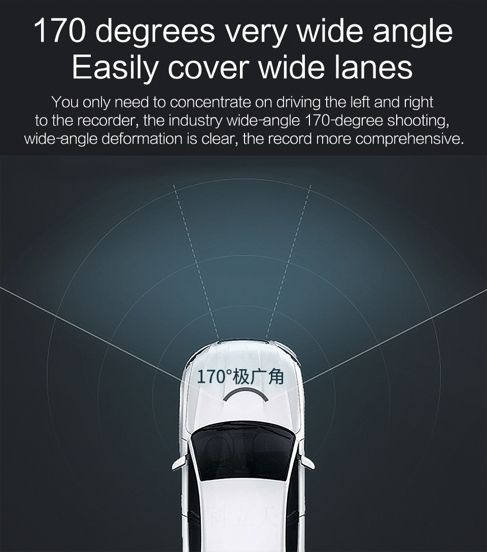 H802 NT96658 Sony IMX323 3.0 Inch Dash Camera 1080P 170 Degree Wide Angle Support Night Vision WDR - Silver