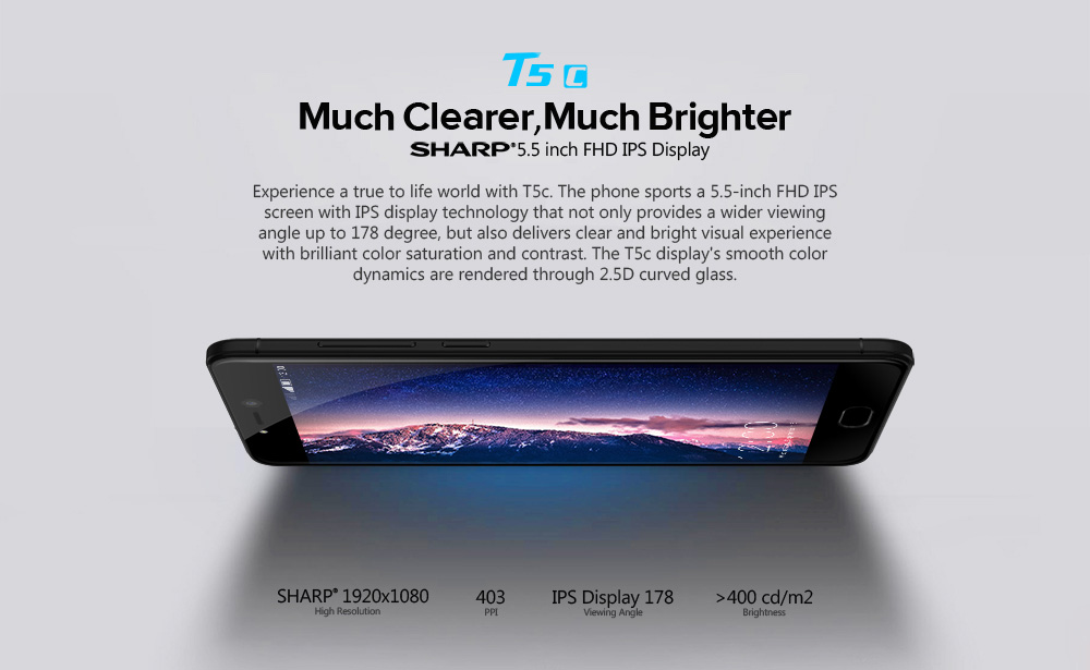 [HK Stock]LEAGOO T5C 5.5 Inch Smartphone FHD Screen 3GB 32GB SC9853 Octa Core Dual Rear Camera Android 7.0 Touch ID Metal Unibody 3000mAh - Gold