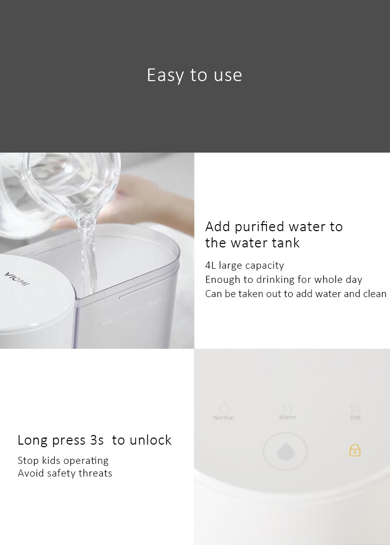 Xiaomi Viomi Smart Hot Water Dispenser 4L App Tempreture Control Water Level Sensor Water Quality Monitor -White