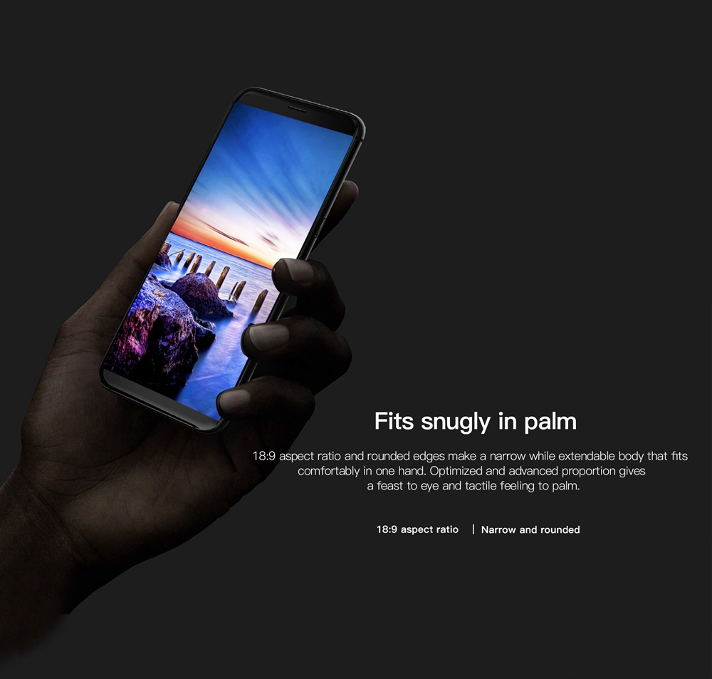 [Package B]UHANS i8 5.7 Inch Smartphone 18:9 HD+ Full Screen 4GB 64GB MT6750T Octa Core Dual Rear Camera Android 7.0 (Black) + Silicone Case + Tempered Glass