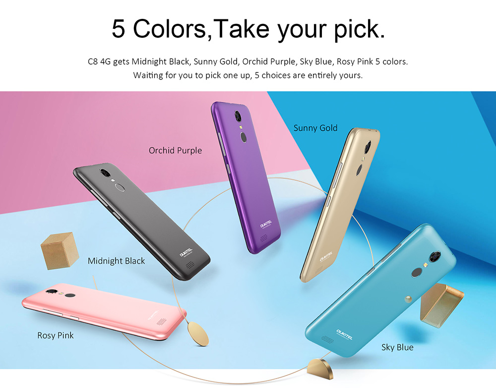 [HK Stock]Oukitel C8 4G 5.5 Inch Smartphone 18:9 Aspect Ratio HD Screen 13.0MP Camera MT6737 Quad Core 2GB RAM 16GB ROM Touch ID 3000mAh - Midnight Black