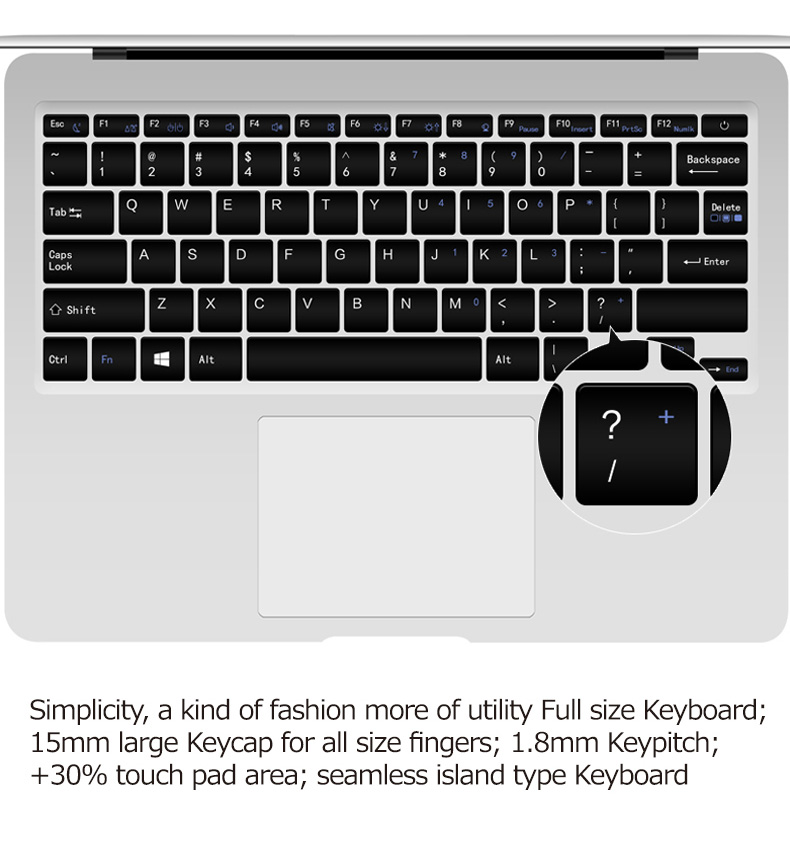 YEPO 737T Laptop  Intel Cherry Trail x5-Z8350 Quad Core 1.44GHz~1.92GHz 14.1 Iinch Windows 10 2GB  DDR3 RAM 32GB ROM 1920*1080 - Silver