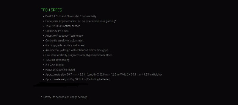 [HK Stock] Razer Atheris Wireless Gaming Mouse Bluetooth 2.4G Portable 7200 DPI Optical Sensor Dual Side Buttons Ambidextrous - Black