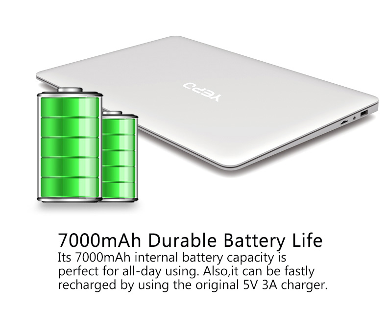 YEPO 737T Laptop  Intel Cherry Trail x5-Z8350 Quad Core 1.44GHz~1.92GHz 14.1 Iinch Windows 10 2GB  DDR3 RAM 32GB ROM 1920*1080 - Silver