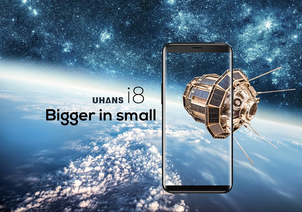 [Package B]UHANS i8 5.7 Inch Smartphone 18:9 HD+ Full Screen 4GB 64GB MT6750T Octa Core Dual Rear Camera Android 7.0 (Black) + Silicone Case + Tempered Glass