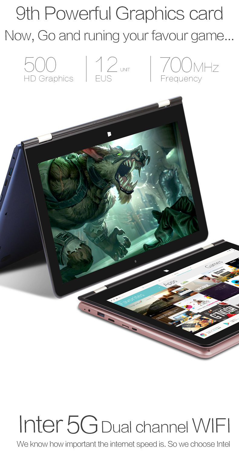 VOYO V3 Pro 13.3 Inch Windows 10  Notebook Quad Core 1.1GHz 8GB RAM 128G SSD ROM TF Card Dual Wifi 360 Degree Adjustable