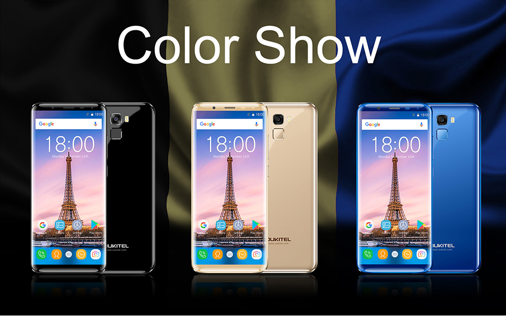[HK Stock]OUKITEL K5000 5.7 Inch Smartphone 18:9 Aspect Ratio HD+ Screen 4GB 64GB MT6750T Octa Core Android 7.0 Touch ID 16.0MP + 21.0MP Cameras Android 7.0 5000mAh Large Battery - Gold