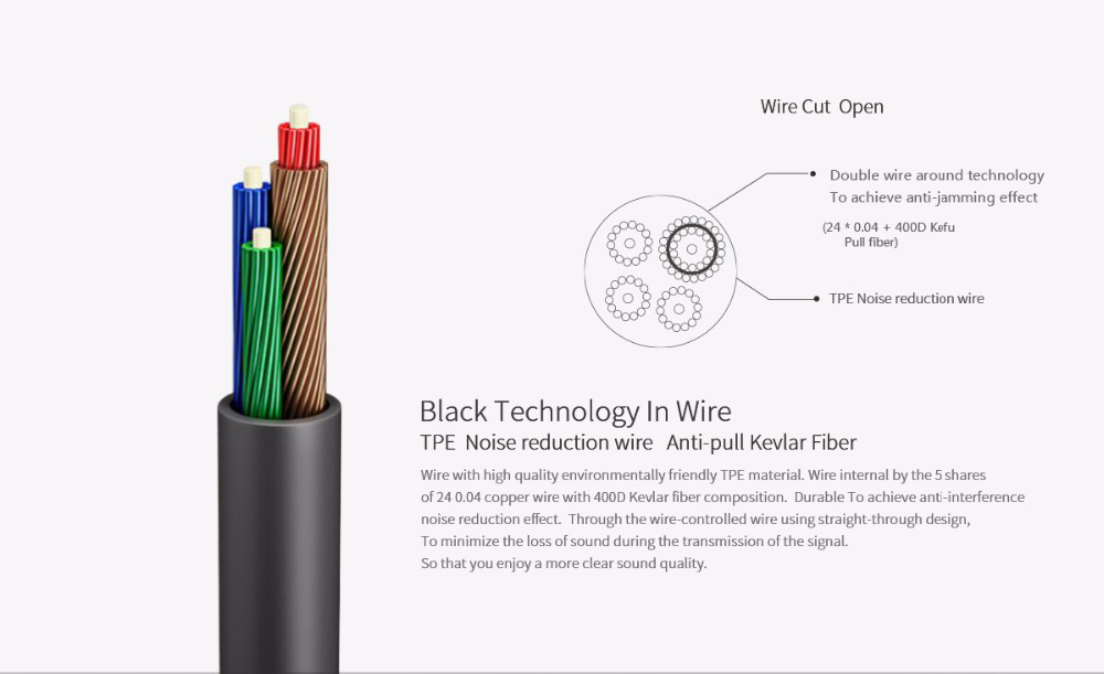 UIISII T8 In-ear Earphones with Mic Stereo Dual Dynamic Drivers Strong Bass Noise Reduction - Black