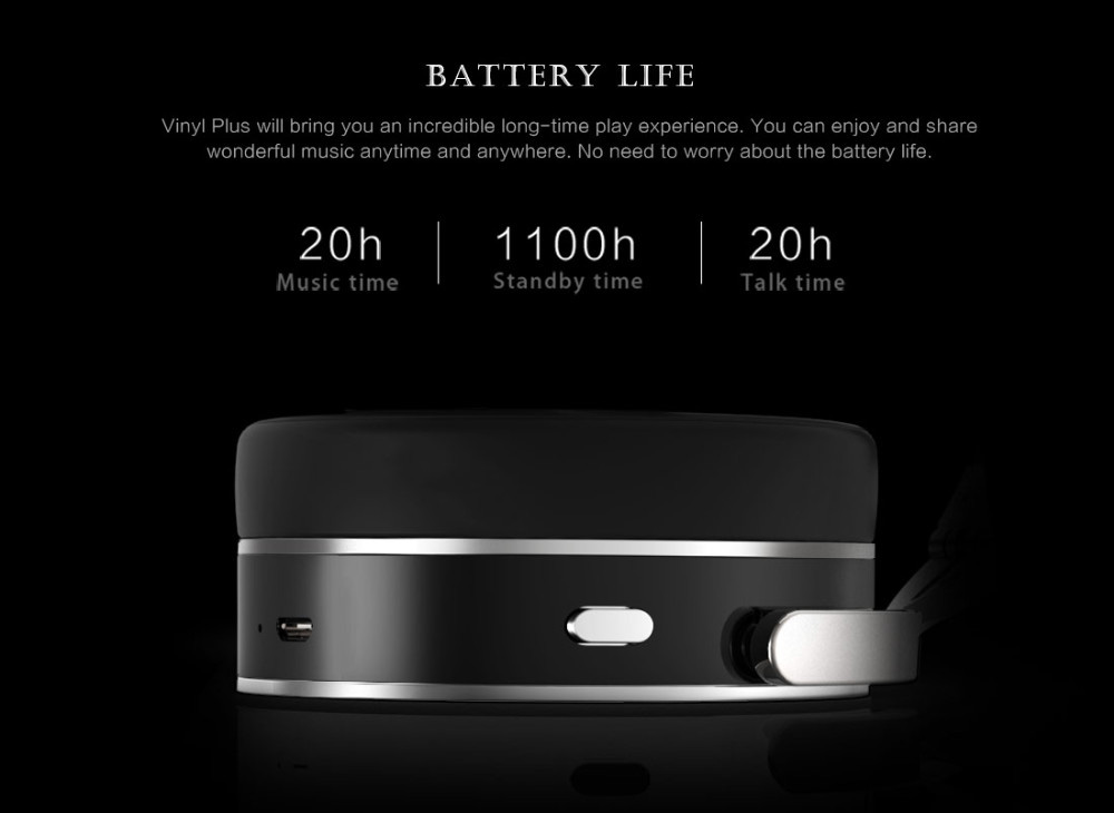 Bluedio Vinyl Plus Wireless Bluetooth Headphones with Mic 3D Sound - Black