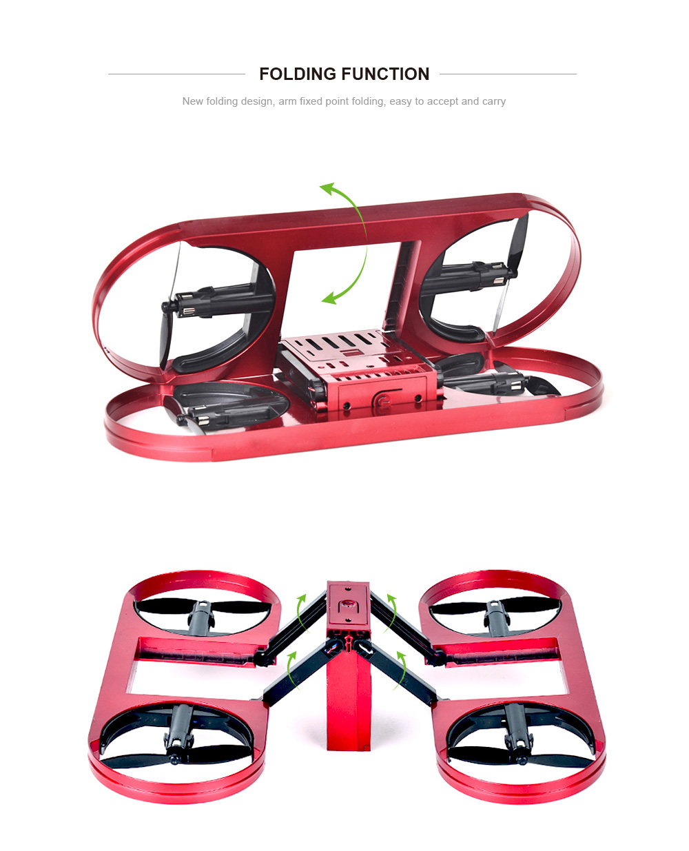 TYRC TY6 WIFI FPV Foldable Drone with 720P HD Camera Altitude Hold Mode RC Quadcopter BNF - Red