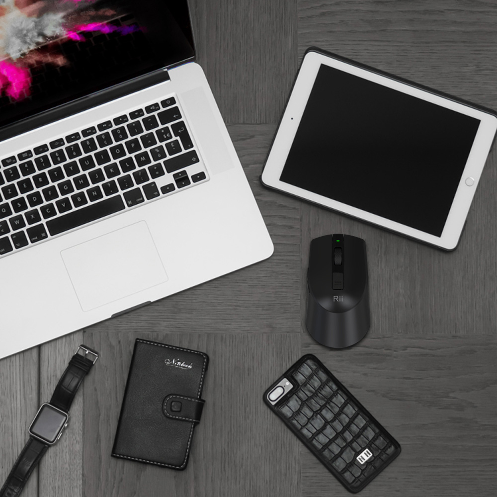 Rii M08 Wireless Mouse 2.4GHz 3200 DPI With Nano Receiver 6 Buttons - Black