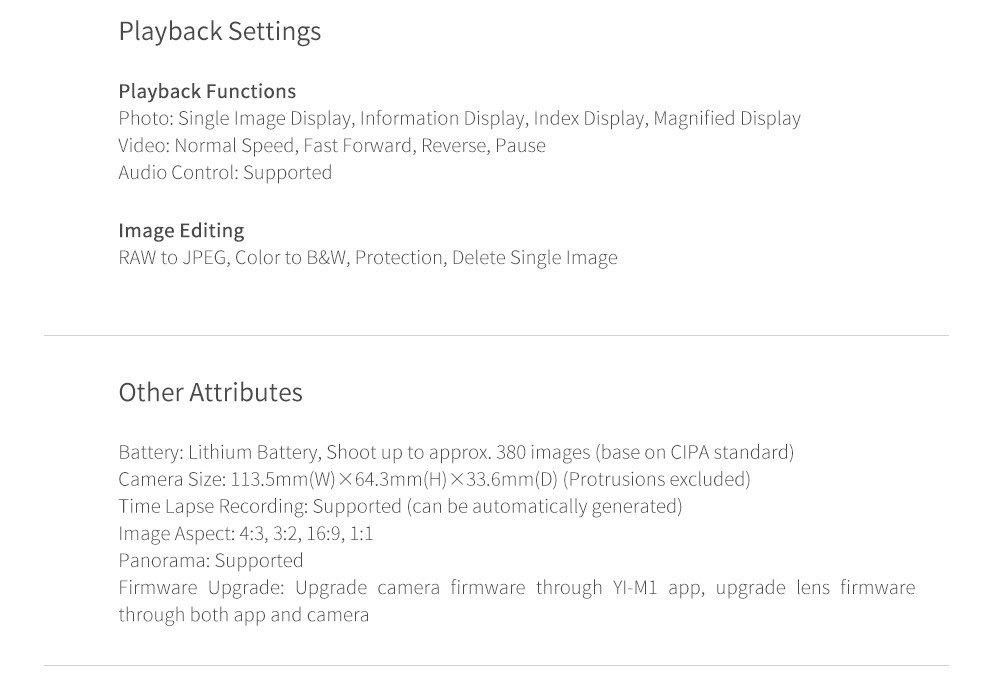 [HK Stock]Original YI M1 Mirrorless Camera Dual Lens WiFi 4K IMX269 Sensor 20MP 3.0" Touch Screen App Control - Black