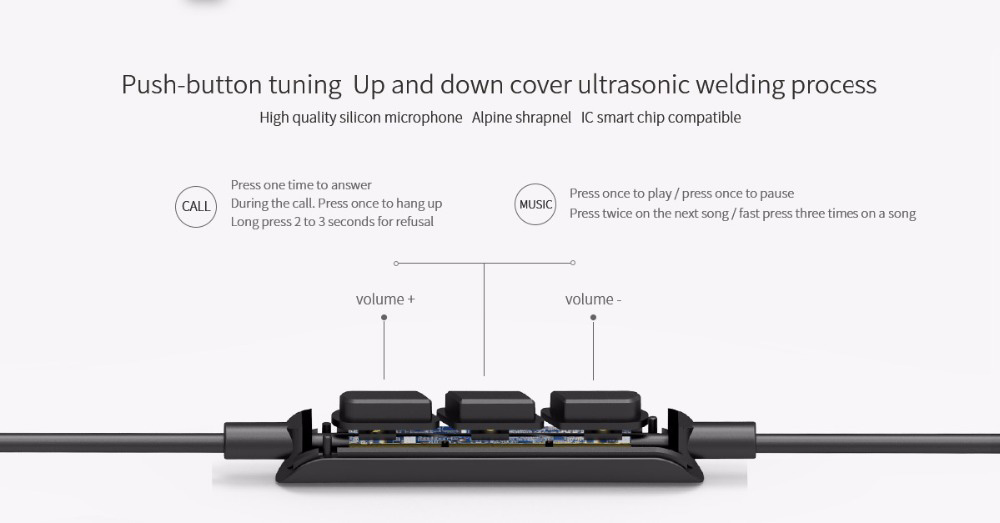 UIISII T8 In-ear Earphones with Mic Stereo Dual Dynamic Drivers Strong Bass Noise Reduction - Black