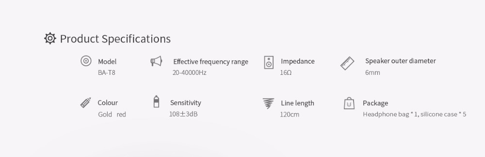 UIISII T8 In-ear Earphones with Mic Stereo Dual Dynamic Drivers Strong Bass Noise Reduction - Red