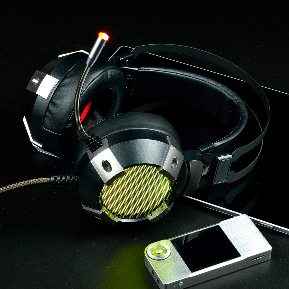 Ajazz AX361 Over-Ear Gaming Headset with Mic USB+3.5mm RGB Backlight Compatible with PC/Laptop - Black