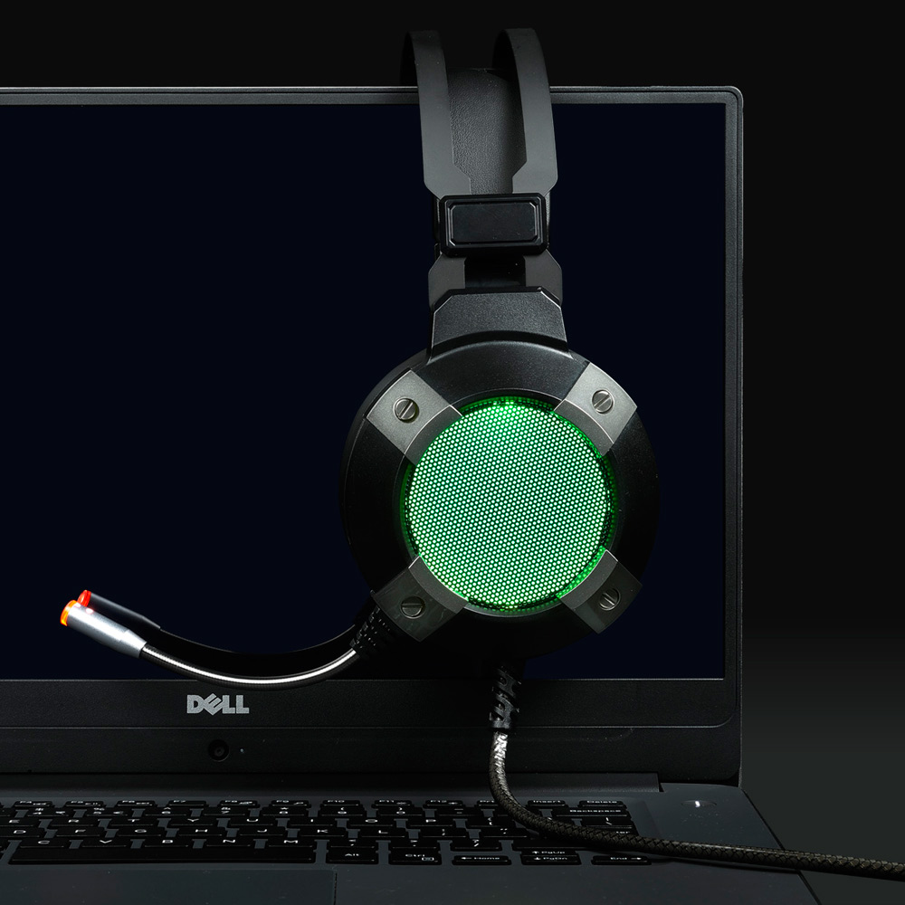 Ajazz AX361 Over-Ear Gaming Headset with Mic USB+3.5mm RGB Backlight Compatible with PC/Laptop - Black