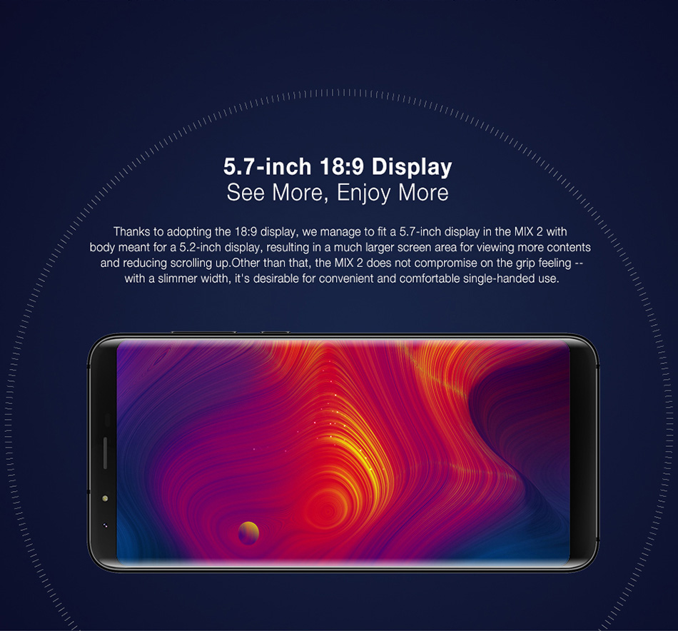 [HK Stock]Ulefone MIX 2 5.7 Inch 4G LTE Smartphone 18:9 HD+ Screen 2GB 16GB MT6737 Quad Core Dual Rear Cameras Android 7.0 3300mAh Touch ID VoLTE - Blue