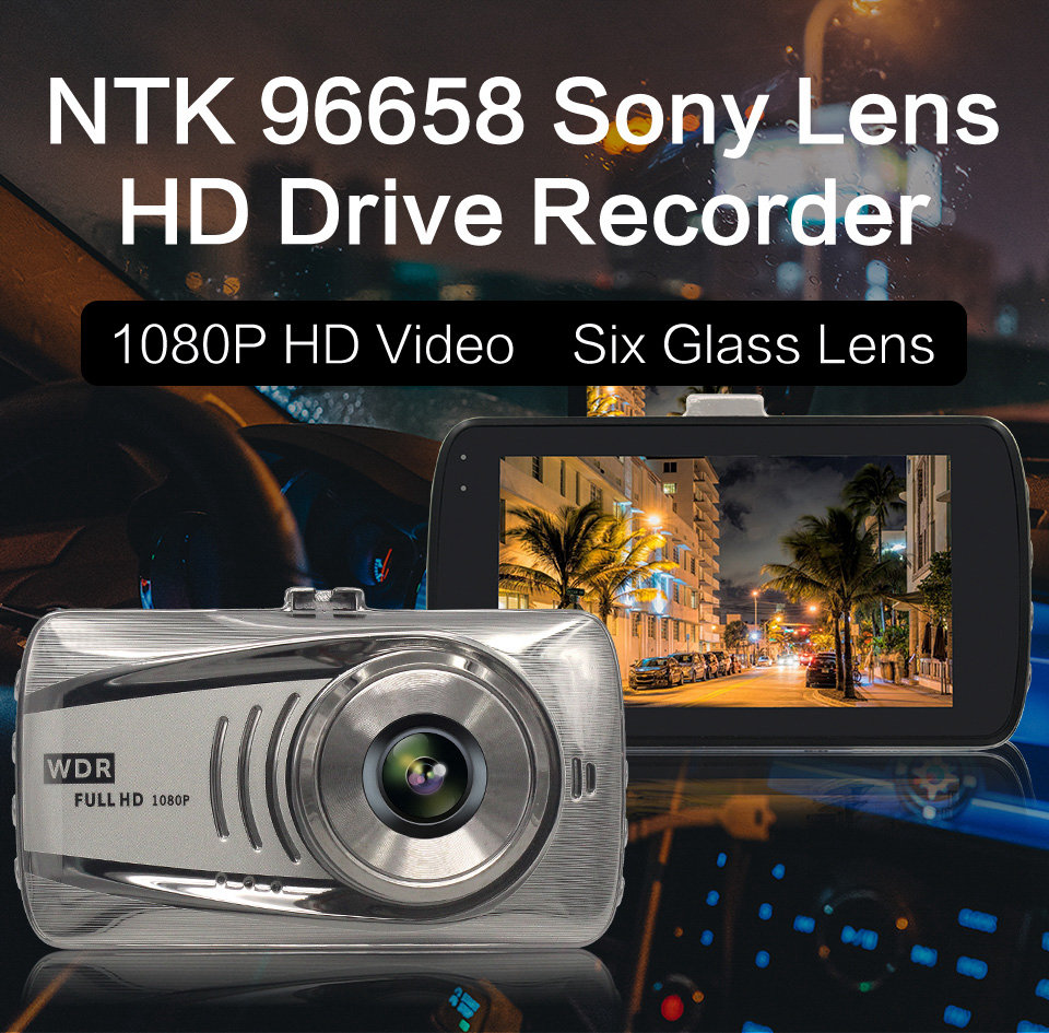 H802 NT96658 Sony IMX323 3.0 Inch Dash Camera 1080P 170 Degree Wide Angle Support Night Vision WDR - Silver