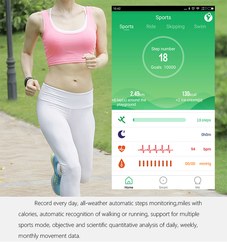 Makibes X3  Smart Bracelet Heart Rate/Blood Pressure Monitor Bluetooth Water Resistant IP68 Compatible with iOS Android  - Black