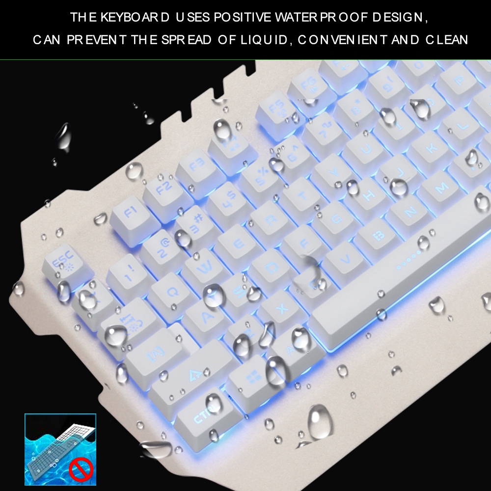 Ajazz Wired Membrane Keyboard 19-keys Anti-Ghosting Waterproof With Colorful Backlights 104 Keys - White