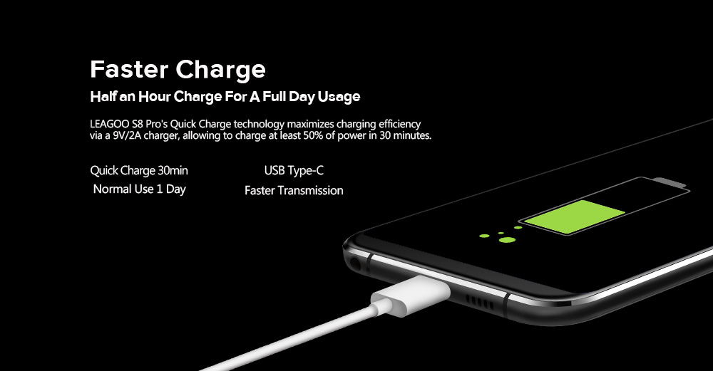 [HK Stock]Leagoo S8 Pro 5.99 Inch Smartphone 18:9 FHD+ Screen 6GB 64GB Helio P25 Octa Core Dual Rear Camera Android 7.0 Touch ID Quick Charge - Black