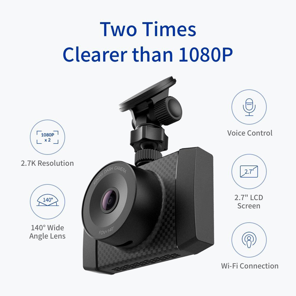 [HK Sotck] YI Ultra A17+A7 Dual Core Chip 2.7 Inch LCD Dash Camera 2.7K WiFi Voice Control Light Sensor 140 Degree Wide Angle With 16GB TF Card - Black