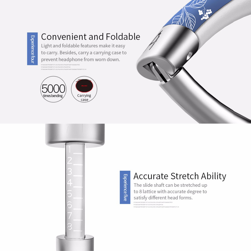 Bluedio A2 Wireless Bluetooth Headphones with Mic Type-C NICAM Sound - Blue