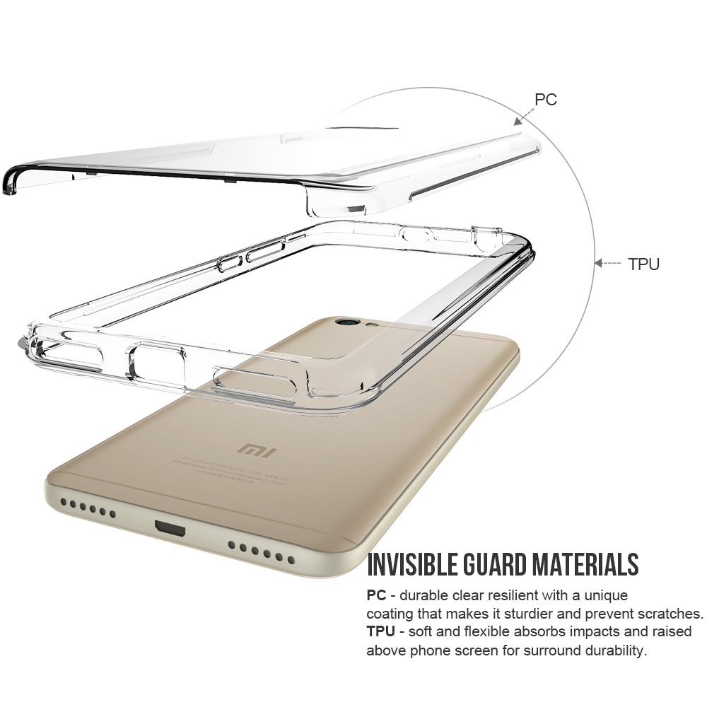 Transparent Xiaomi Redmi Note 5A Case Armour TPU+PC 2-in-1 Protective Phone Shell Back Cover
