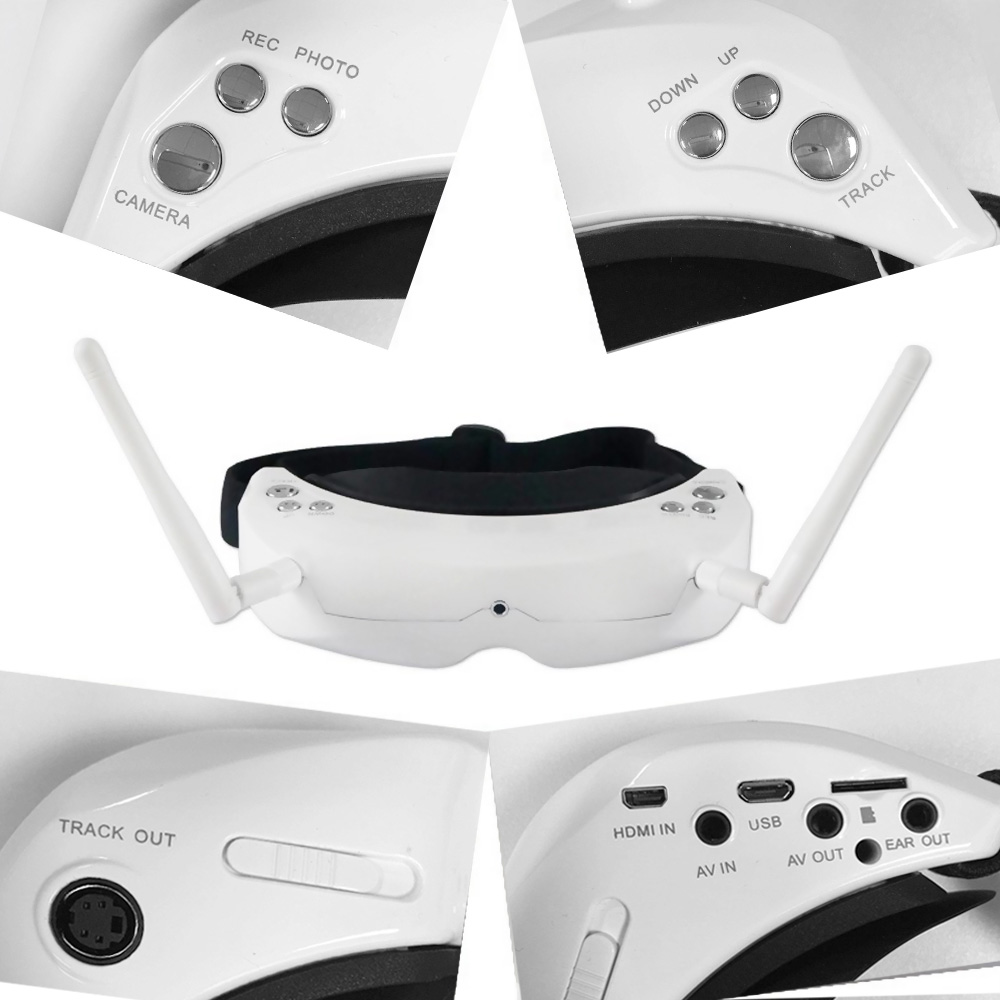 Skyzone SKY02S V+ 3D 5.8G 40CH FPV Goggles with Transmitter Camera Head Tracking HDMI DVR - White