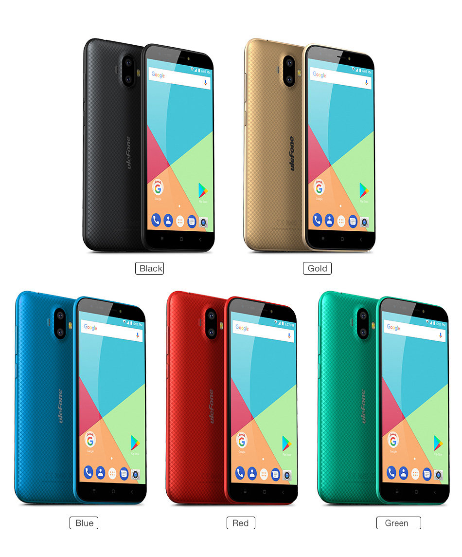 [HK Stock]Ulefone S7 5.0 Inch Smartphone HD Screen Dual Rear Camera 2GB 16GB MT6580A Quad Core Android 7.0 2500mAh Battery - Black