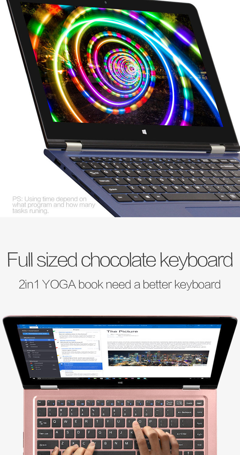 VOYO V3 Pro 13.3 Inch Windows 10  Notebook Quad Core 1.1GHz 8GB RAM 128G SSD ROM TF Card Dual Wifi 360 Degree Adjustable