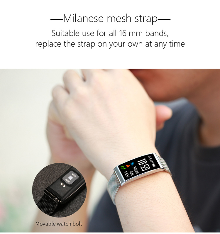 Makibes X3  Smart Bracelet Heart Rate/Blood Pressure Monitor Bluetooth Water Resistant IP68 Compatible with iOS Android  - Black