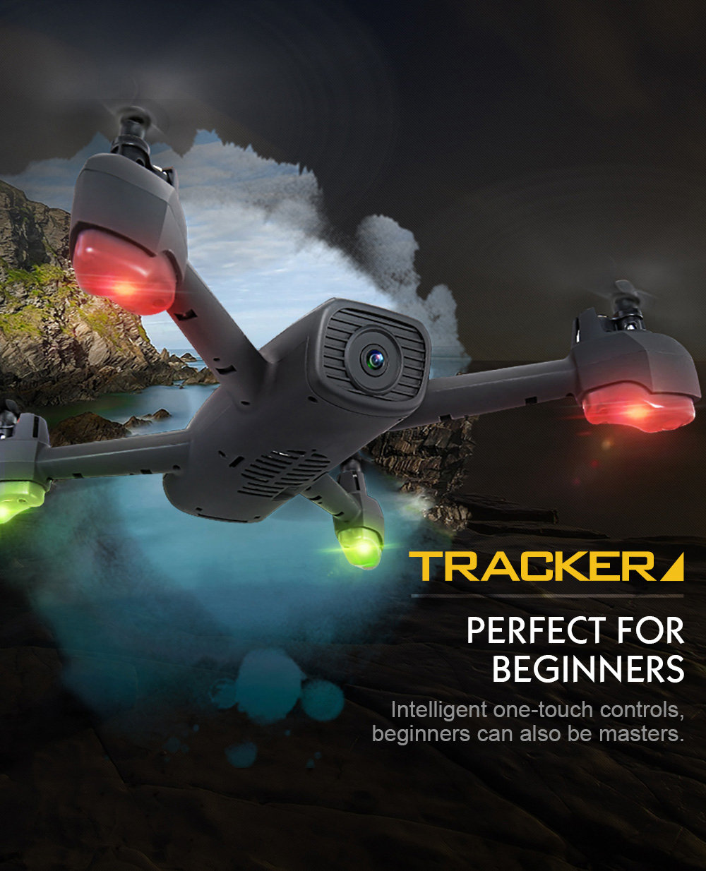 JJRC H55 TRACKER 720P WIFI FPV with GPS Positioning Brush RC Quadcopter RTF - Camouflage Yellow