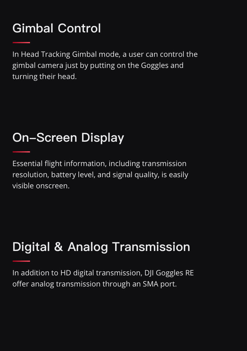 DJI Goggles Racing Edition 5 Inches Head Tracking FPV Glasses for DJI Mavic Pro/Spark/Phantom 4/Inspir 2 - Black