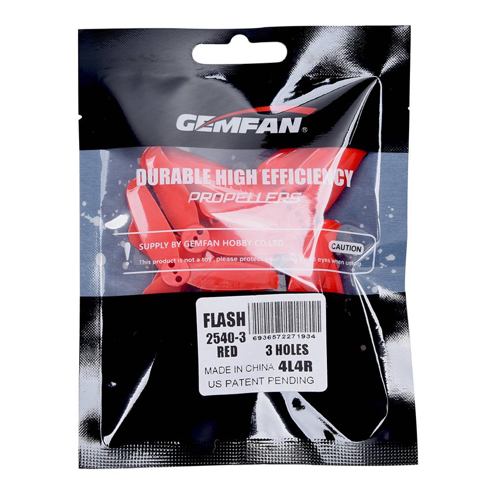 Gemfan Flash 2540 CW CCW 3-Blade Propeller 1.5mm Mounting Hole for Racing Quadcopter - Red