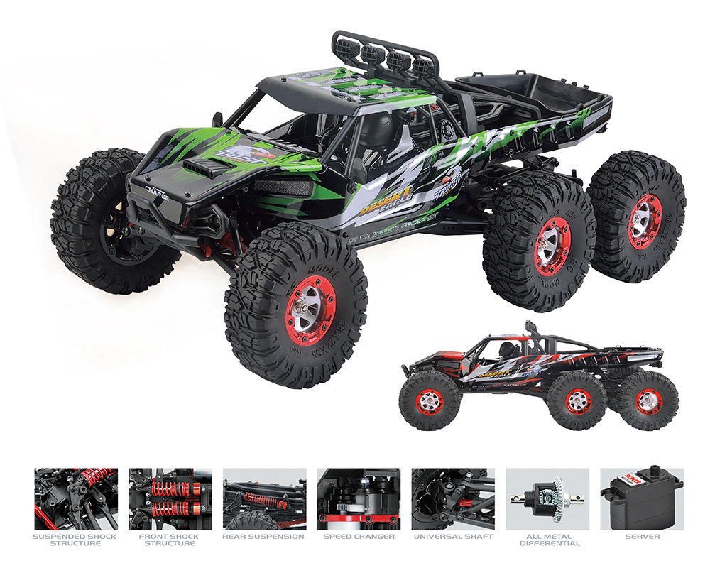 Feiyue FY06 FY-06 1:12 RC Car 2.4GHz 6WD 60KM/HRC Off-road Desert Truck RTR LED Lights Metal 