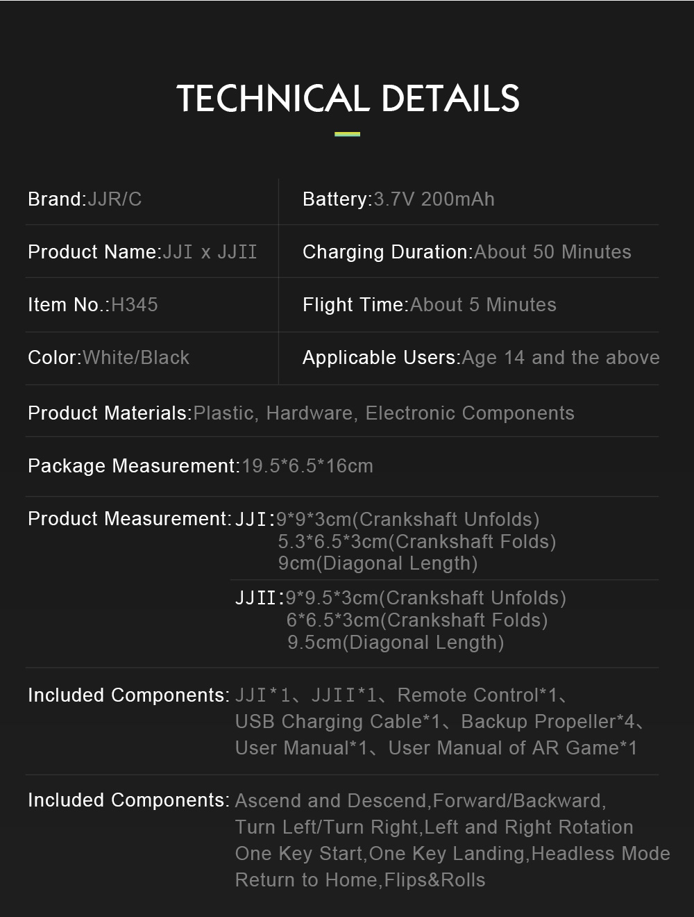 JJRC H345 Mini Double Foldable Drone 2.4G 4CH 6Axis Gyro with Headless Mode RC Quadcopter RTF