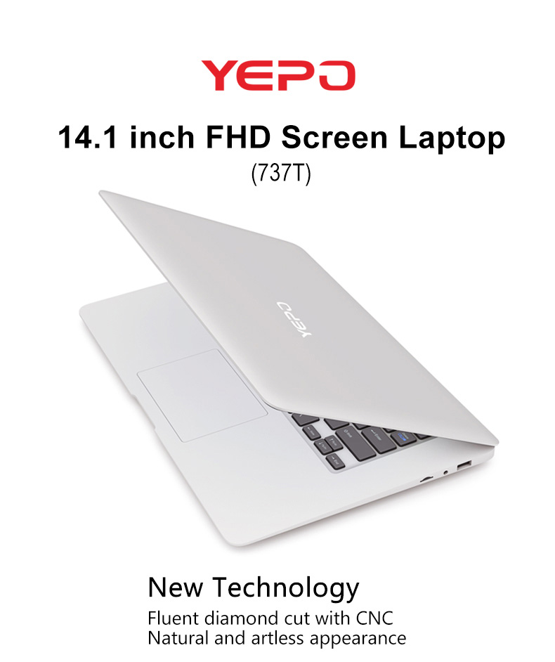 YEPO 737T Laptop  Intel Cherry Trail x5-Z8350 Quad Core 1.44GHz~1.92GHz 14.1 Iinch Windows 10 2GB  DDR3 RAM 32GB ROM 1920*1080 - Silver