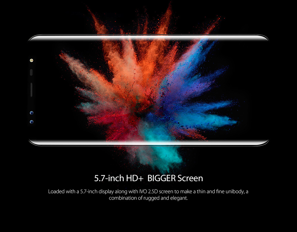 [HK Stock]Blackview S8 5.7 Inch Smartphone 18:9 HD+ Screen 4GB 64GB MT6750T Octa Core Four Camera Android 7.0 Touch ID 3180mAh - Black