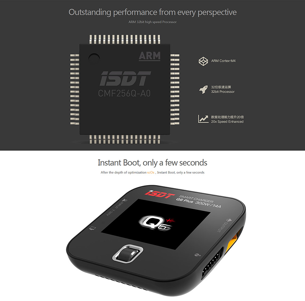 ISDT Q6 Plus 300W 14A MINI Smart LCD Battery Balance Charger - Black